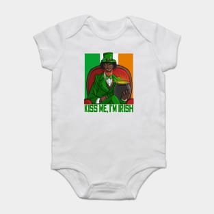 Kiss Me, I'm Irish Black Leprechaun Baby Bodysuit